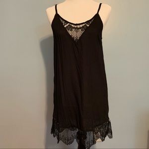 {Amuse Society} Black Slip Dress with Lace